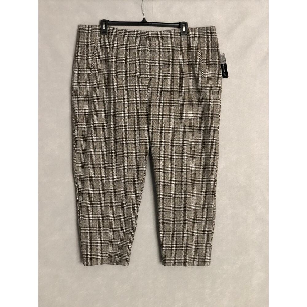 Soho Apparel Ltd. Wide Leg Pants Women's 24W Plaid Straight Brown NEW